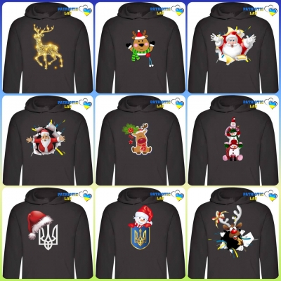 Худі чоловічий чорний новорічний