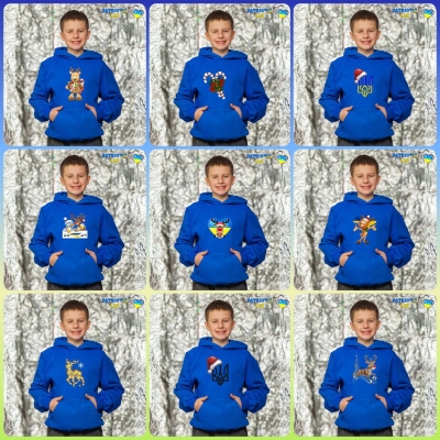 Новорічні сині підліткові худі