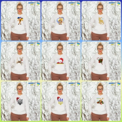 Худі жіночі білі новорічні