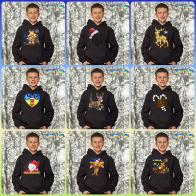 Новорічні чорні підліткові худі