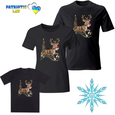 Сімейні новорічні футболки чорні