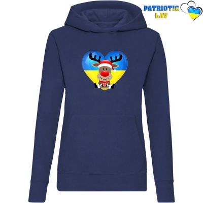 Худі жіночий темно-синій новорічний
