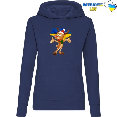 Худі жіночий темно-синій новорічний