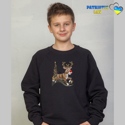 Світшот новорічний підлітковий чорний