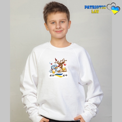 Світшот новорічний підлітковий білий