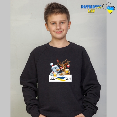 Світшот новорічний підлітковий чорний