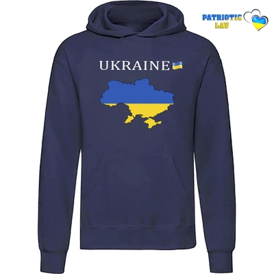 Худі чоловічий темно-синій "Ukraine та мапа"