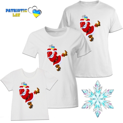 Сімейні новорічні футболки білі