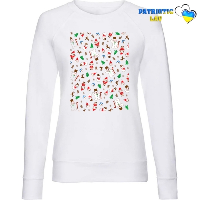 Світшот жіночий новорічний білий