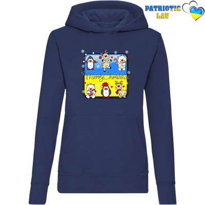 Худі жіночий темно-синій новорічний