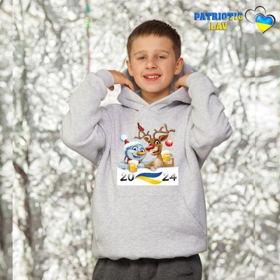 Худі новорічні підліткові Сірі