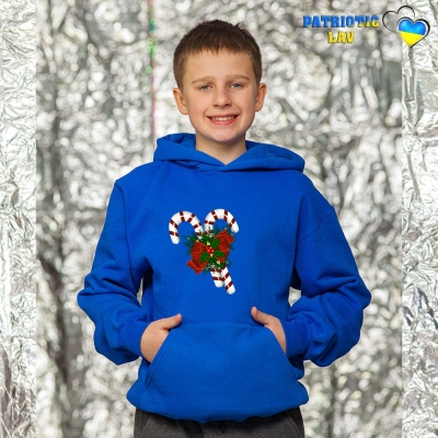 Худі новорічні підліткові Сині